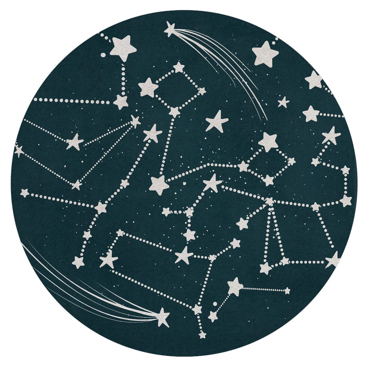 Get inspired by the galaxy´s constellations with the Stellar round rug!